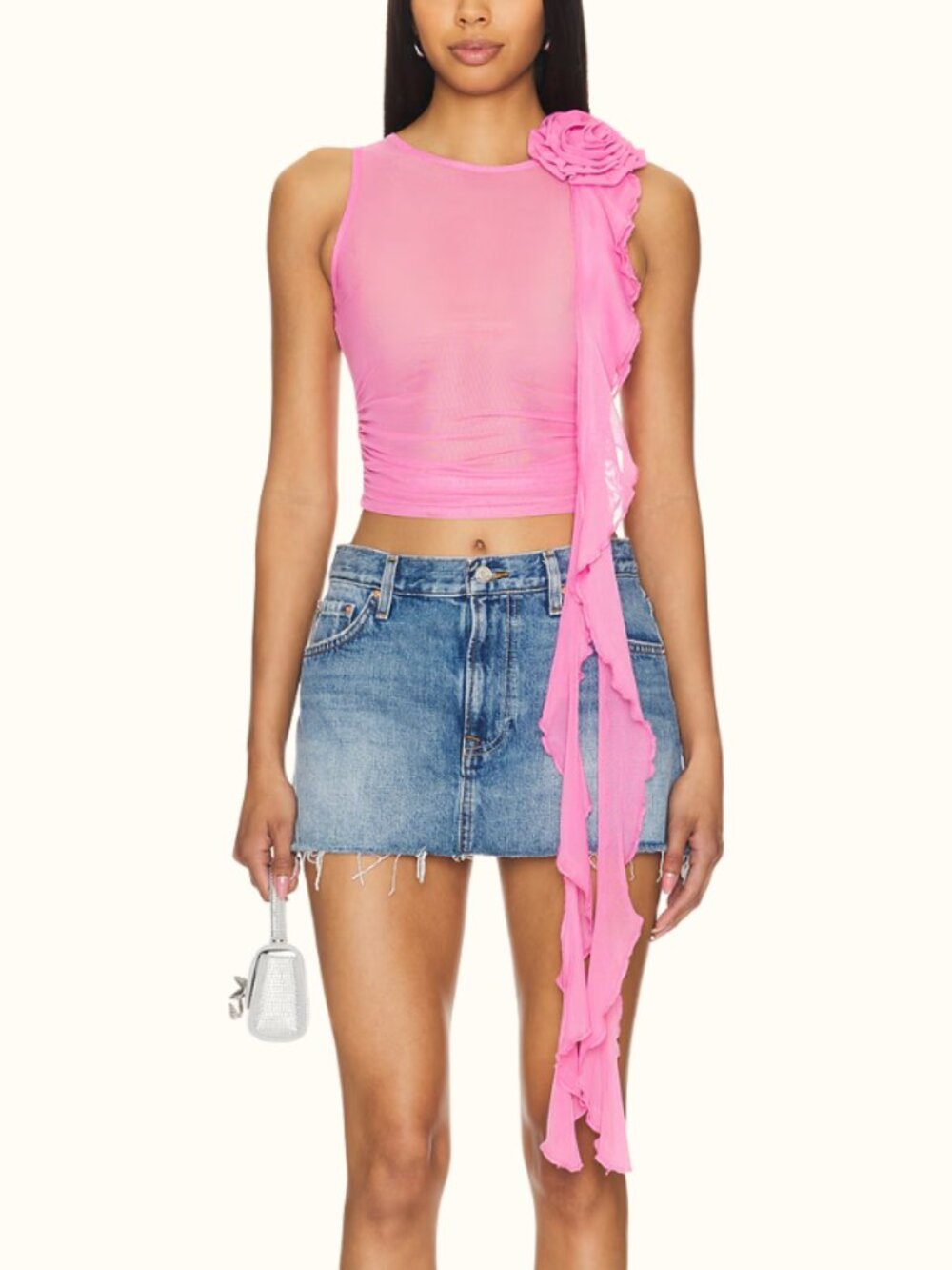 More to Come Mesh Rosette Top in Pink